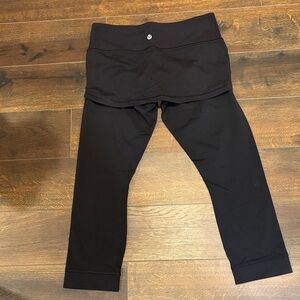 Black Lululemon cropped Leggings with an attached skirt